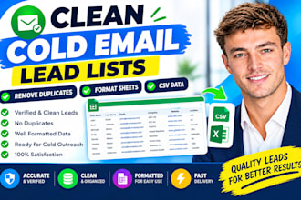clean cold email lead list remove duplicate format sheet csv data