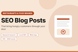 write SEO blog posts for restaurants, cafes and food brands