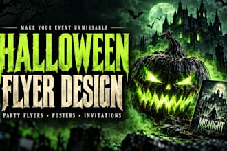 design a halloween party flyer, spooky poster