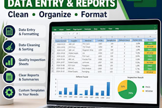 create excel data entry sheets and quality inspection report