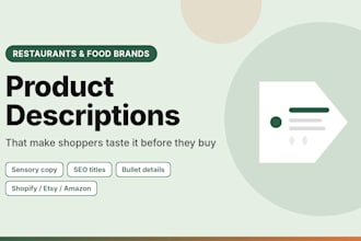 write product descriptions for food and beverage online stores
