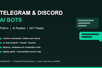 build a custom telegram or discord ai bot using python