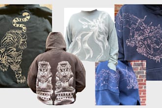 hand draw original custom artwork on a piece of clothing