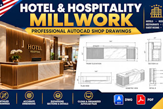 draft hotel and hospitality millwork shop drawings in autocad