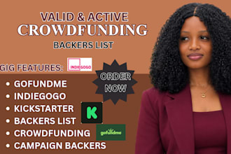 get valid crowdfunding backers list for kickstarter gofundme indiegogo