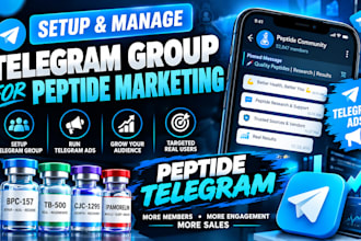 setup telegram group for peptide marketing, run telegram ads, peptide telegram