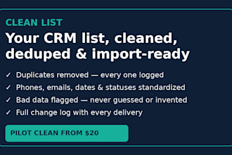 clean, dedupe and standardize your CRM or spreadsheet data