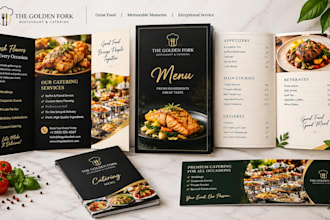 design a restaurant catering brochure and professional food service menu booklet