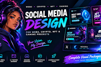 design web3 crypto gaming social media graphics and banners