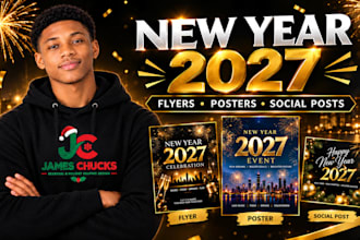 design new year flyers, event posters, shopify store, and social media posts