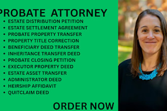 be your probate lawyer for property deeds, asset transfer and estate settlements
