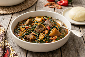 teach you how to make delicious vegetable soup with poundo yam