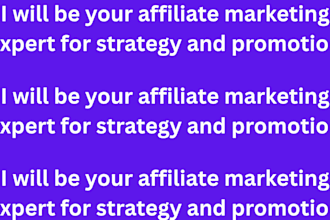 be your affiliate marketing expert for strategy and promotion