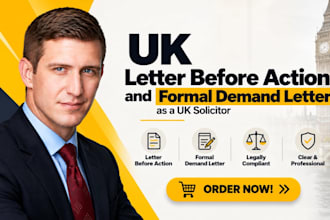 write a UK letter before action and formal demand letter as a UK solicitor