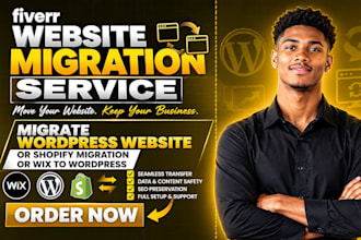 migrate wordpress website or shopify migration or wix to wordpress