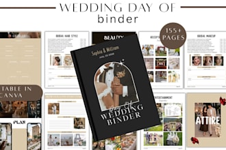 create a wedding planner, wedding day binder in canva