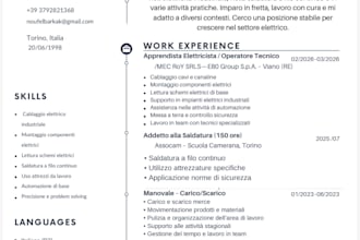 write a professional italian cover letter and CV