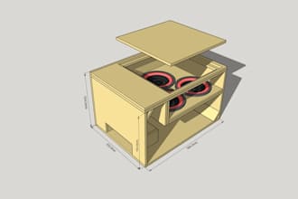 design a professional speaker enclosure and subwoofer box in 3d cad