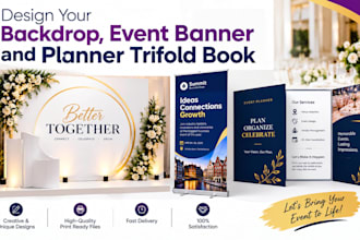 design your backdrop event banner and planner, trifold book