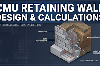 cmu retaining wall design, reinforced block wall calculations and plans