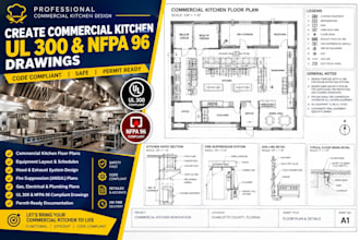 create commercial kitchen ul 300 and nfpa 96 drawings