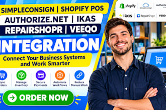 setup simpleconsign shopify pos authorize net ikas repairshopr veeqo integration