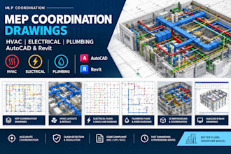 mep coordination drawings, hvac, electrical, plumbing, autocad  revit