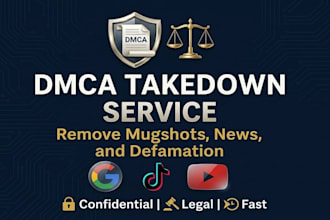 assist with mugshot removal, news article takedowns, and dmca copyright notices