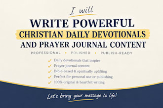 write powerful christian daily devotionals and prayer journal content