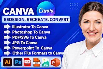 convert, recreate, redesign, pds, ai, eps, pdf, jpg, png files in canva