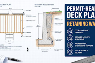 design permit ready deck plans and retaining wall structural drawings