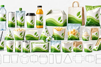 create print ready dieline for beverage, coffee and restaurant packaging