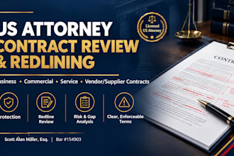 expertly review and redline your business contract as a US attorney