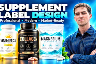 design product label supplement label packaging and dietary vitamin bottle label