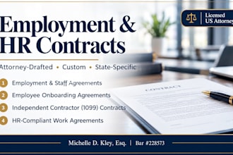 prepare custom independent contractor and freelance agreements as a US attorney