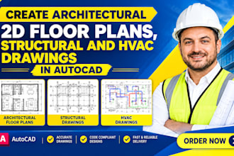 create architectural 2d floor plans, structural and hvac drawings in autocad