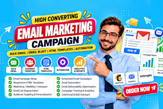 do bulk email marketing, email blasts, cold emails, mailchimp and HTML campaigns
