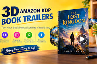 create 3d amazon KDP book trailers with animated covers music and visual effects