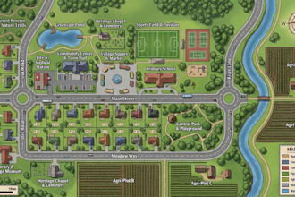 create village maps, land lots, road layouts and community location map