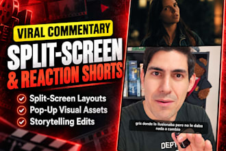 edit viral youtube shorts, split screen commentary and reels