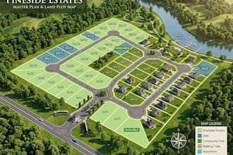 real estate map design, property location maps, aerial maps and land plot maps