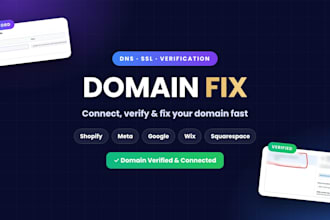 fix domain dns, connect domain and verify for meta, google, and shopify