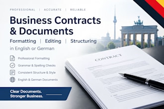format edit and professionally structure business contracts in english or german