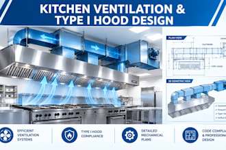draft kitchen ventilation type I hood design, nfpa 96, and mua duct plans