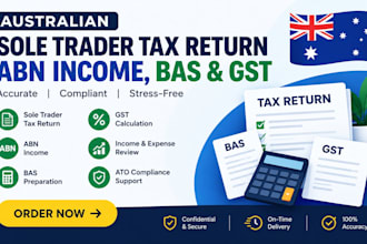 handle australian sole trader tax return abn income bas and gst