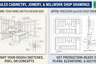 create detailed cabinetry, joinery and millwork shop drawings in autocad