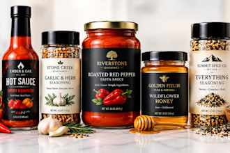 design speciality food labels for hot sauce, seasoning and goumet products