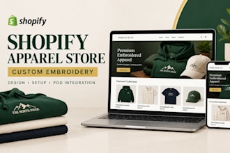 design or redesign a shopify store for custom embroidered apparel