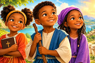 illustrate childrens storybooks, picture books and bible stories