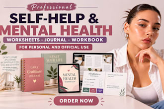 design mental health workbook, therapy worksheets, self help ebook